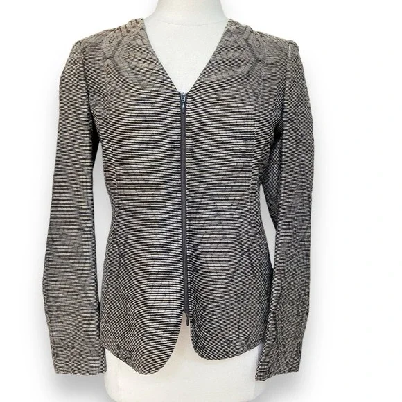 Lafayette 148 Women's Size 6 Blazer Top Metallic Gold Zip Front‎ Jacket Career - Picture 3 of 9